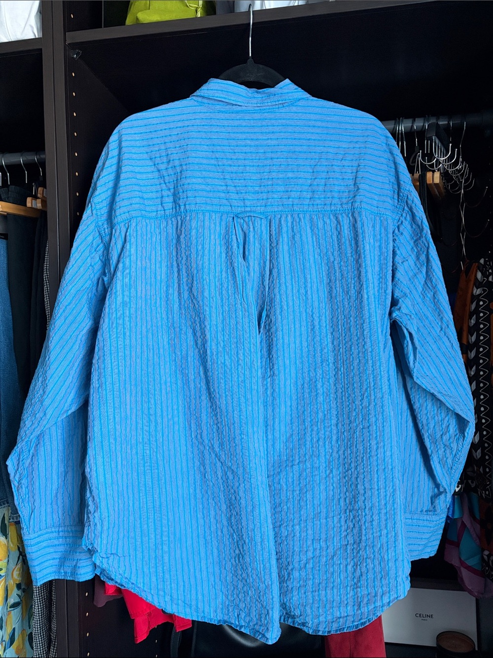J. Crew Etienne Oversized Shirt in Dobby Stripe- Cerulean - Picture 2 of 7
